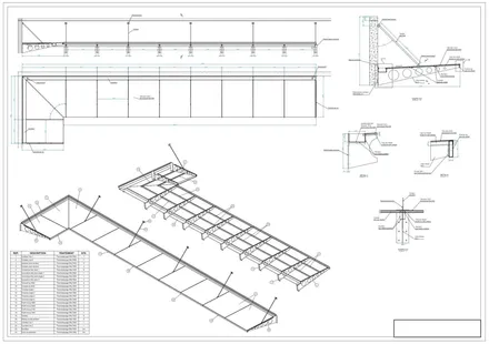 Auvent métallique, plan de détail
