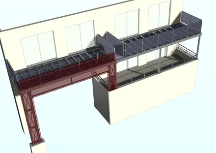 Balcons métalliques rapportés, vue 3D