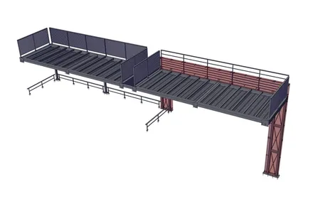 Balcons métalliques rapportés, plan 3D