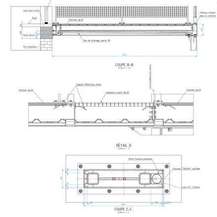Balcons métalliques rapportés, plan de détail