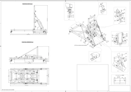Bascule hydraulique ascenseur, plan de détail