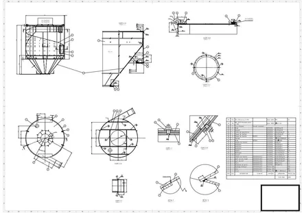 Broyeur de bois cyclonique, plan de détail