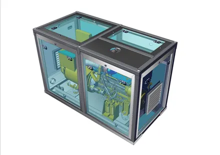 Capotage insonorisant générateur de secours, plan 3D