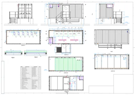 Conteneur station électrique, plan de détail