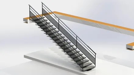 Escalier droit ERP, modélisation 3D