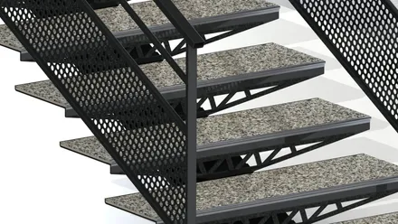 Escalier droit ERP, modélisation 3D