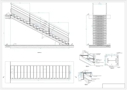 Escalier droit ERP, plan de détail