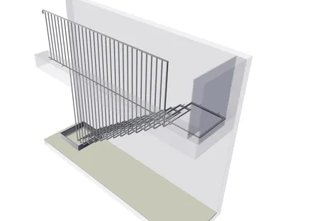 Escalier droit R+1 design résidentiel, vue 3D