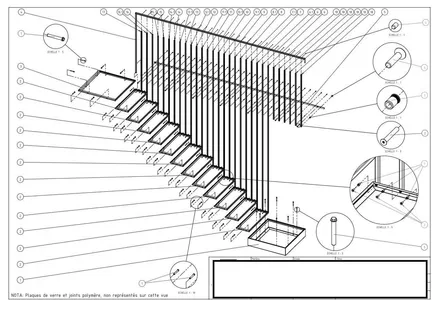 Escalier droit R+1 design résidentiel, plan de détail