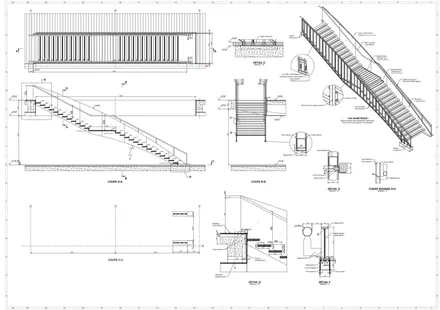 Lot d'escaliers ERP, plan de détail