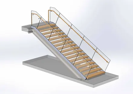 Escalier médiathèque Zola, modélisation 3D