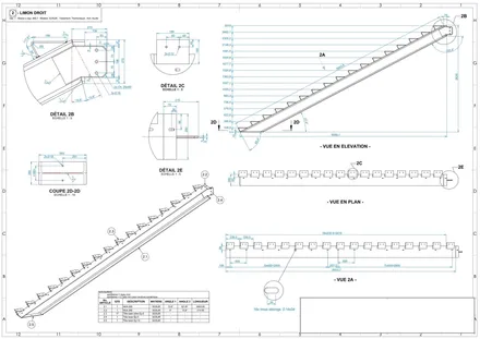 Escalier médiathèque Zola, plan de détail