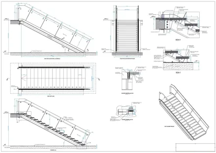 Escalier médiathèque Zola, plan de détail