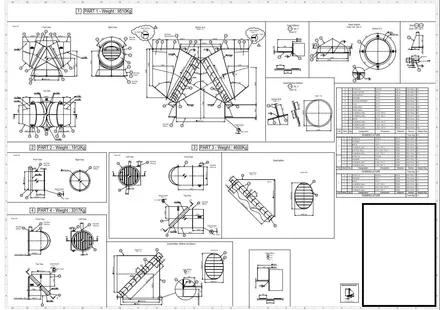 Gaine industrielle de grande dimension, plan de détail