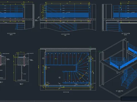 Plan de fabrication de garde-corps métalliques droits et rampants