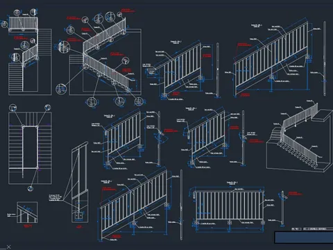 Plan de détail de garde-corps métalliques