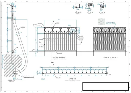 Garde-corps remparts de La Bastille, plan de détail