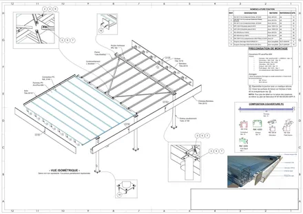 Lot d'ouvrages de métallerie, plan de détail