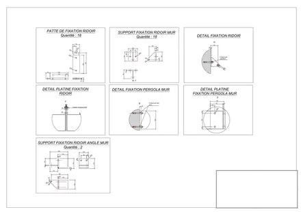 Pergola métallique, plan de détail