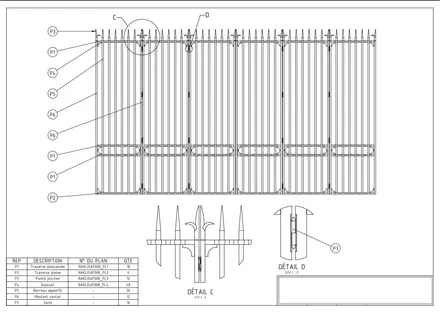 Portail hôtel de ville de Lyon, plan de détail