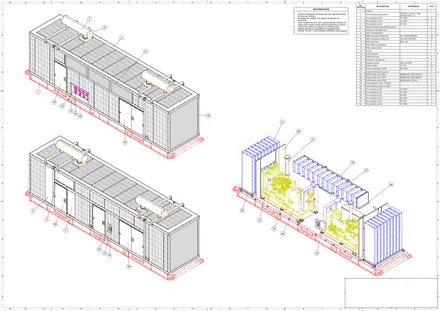 Shelter station électrique, plan de détail