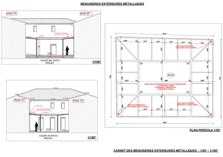 Verrière de patio, plan de détail